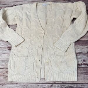 JH Collectibles Cardigan Sweater Wool Angora Cable Knit Women Small